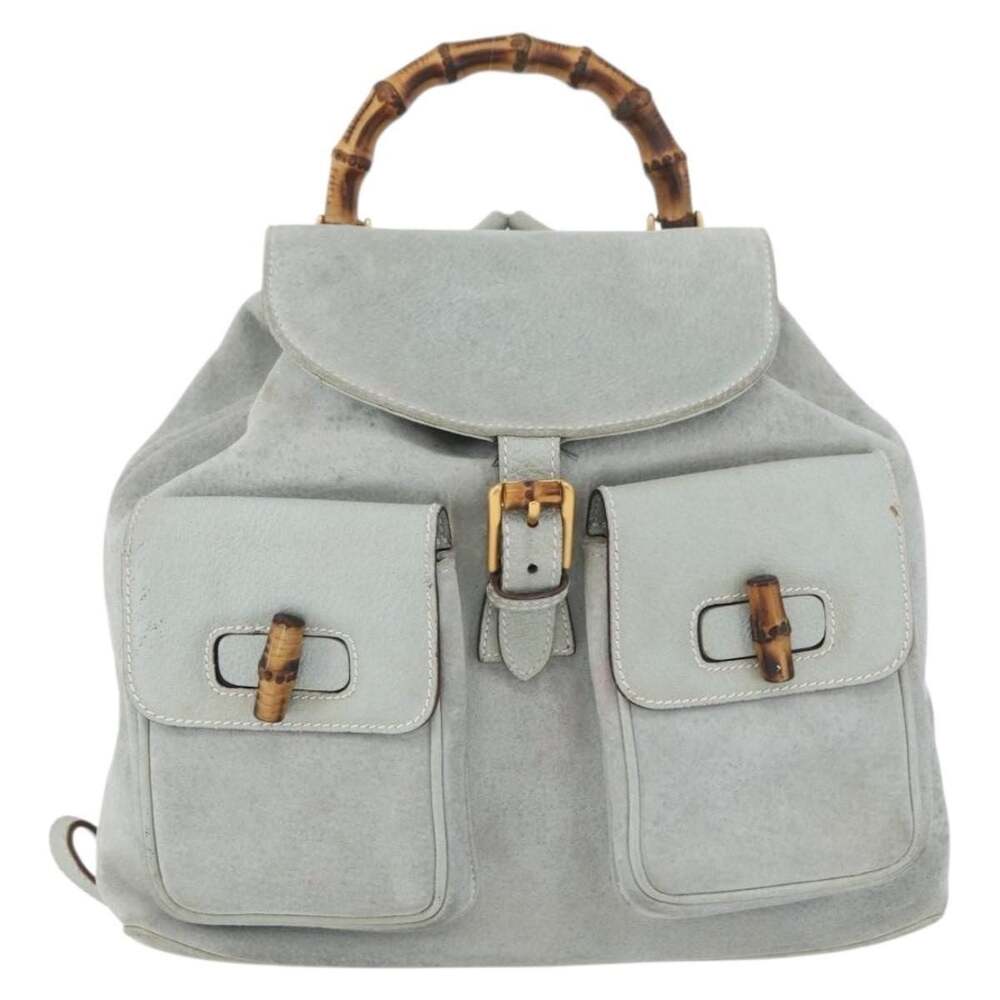 Gucci Bamboo Suede Backpack Light Blue